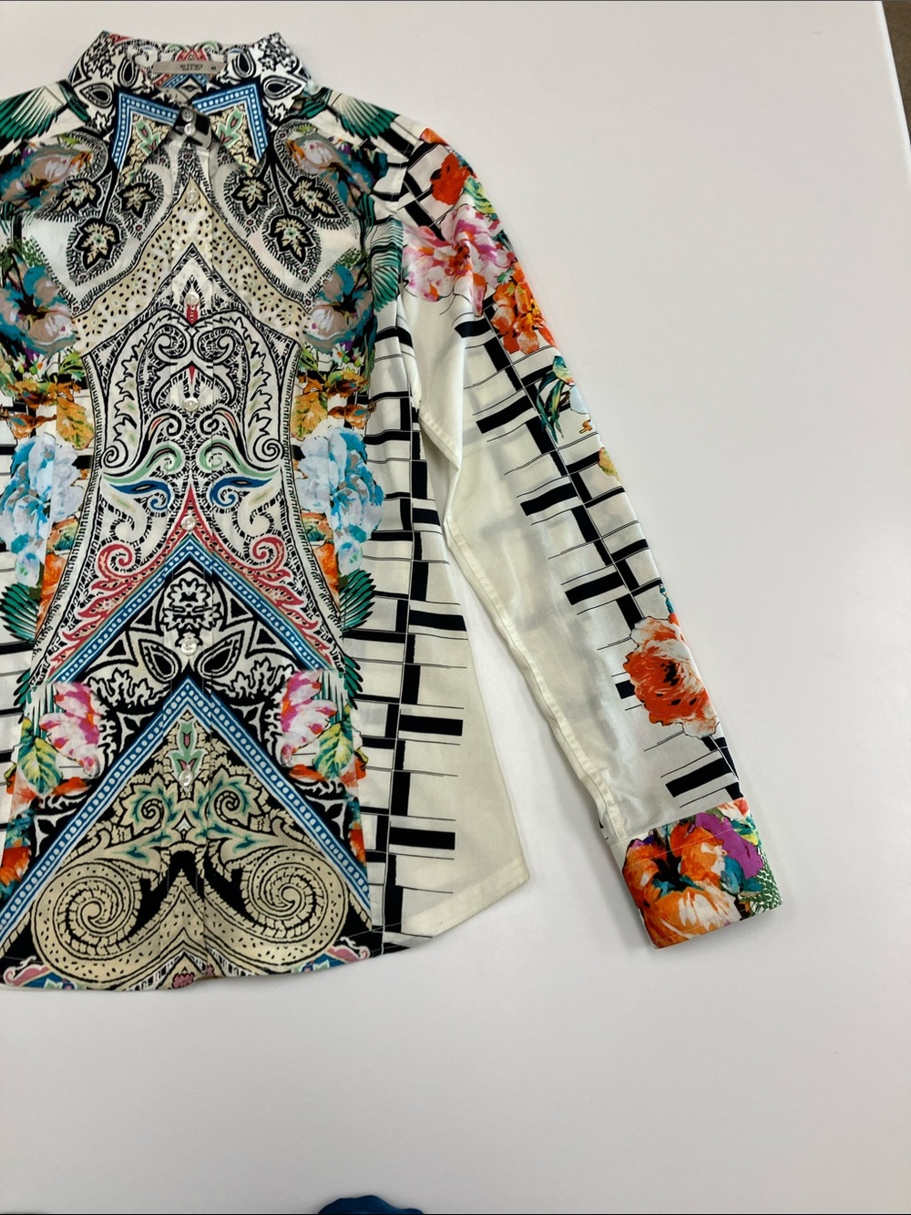 Etro Cream Multi Paisley Floral Button-Down Shirt - Picture 4 of 5